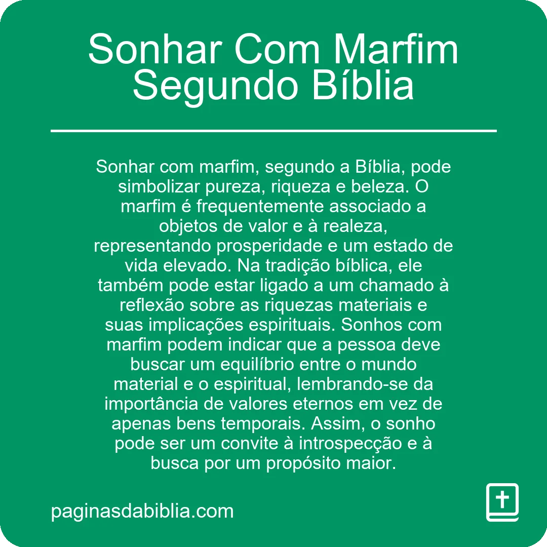 Sonhar Com Marfim Segundo Bíblia