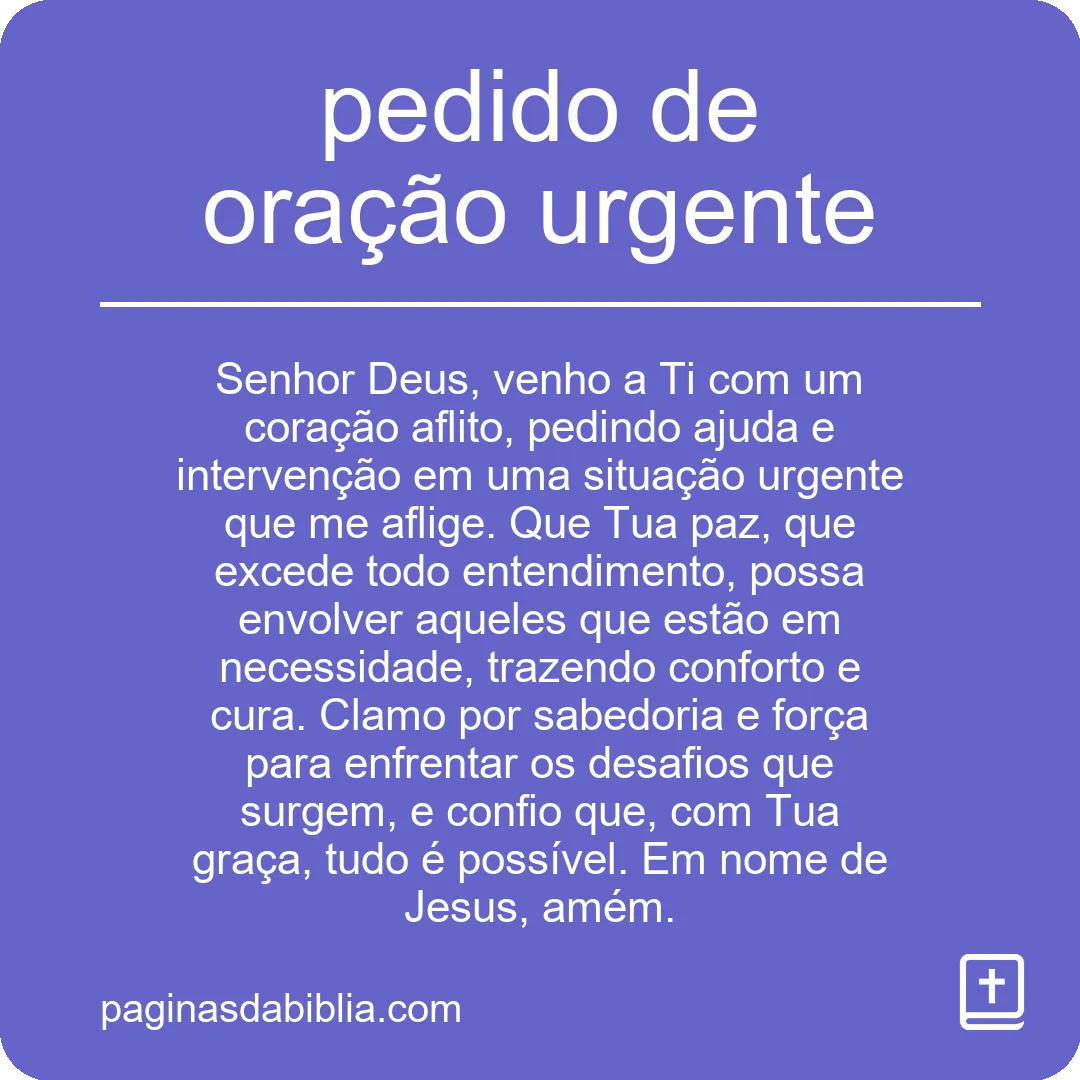 pedido de oração urgente