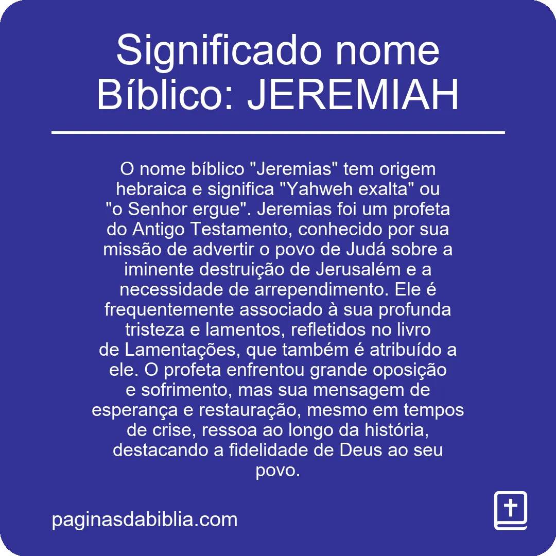 Significado nome Bíblico: JEREMIAH