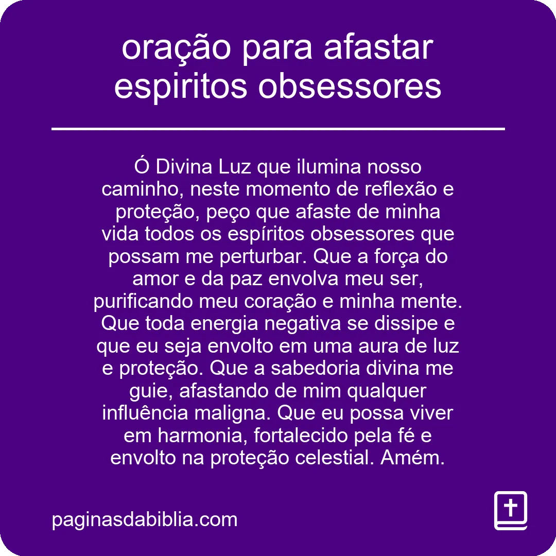 oração para afastar espiritos obsessores