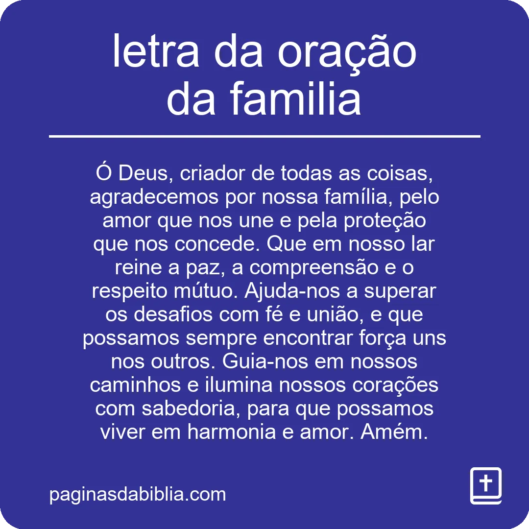 letra da oração da familia