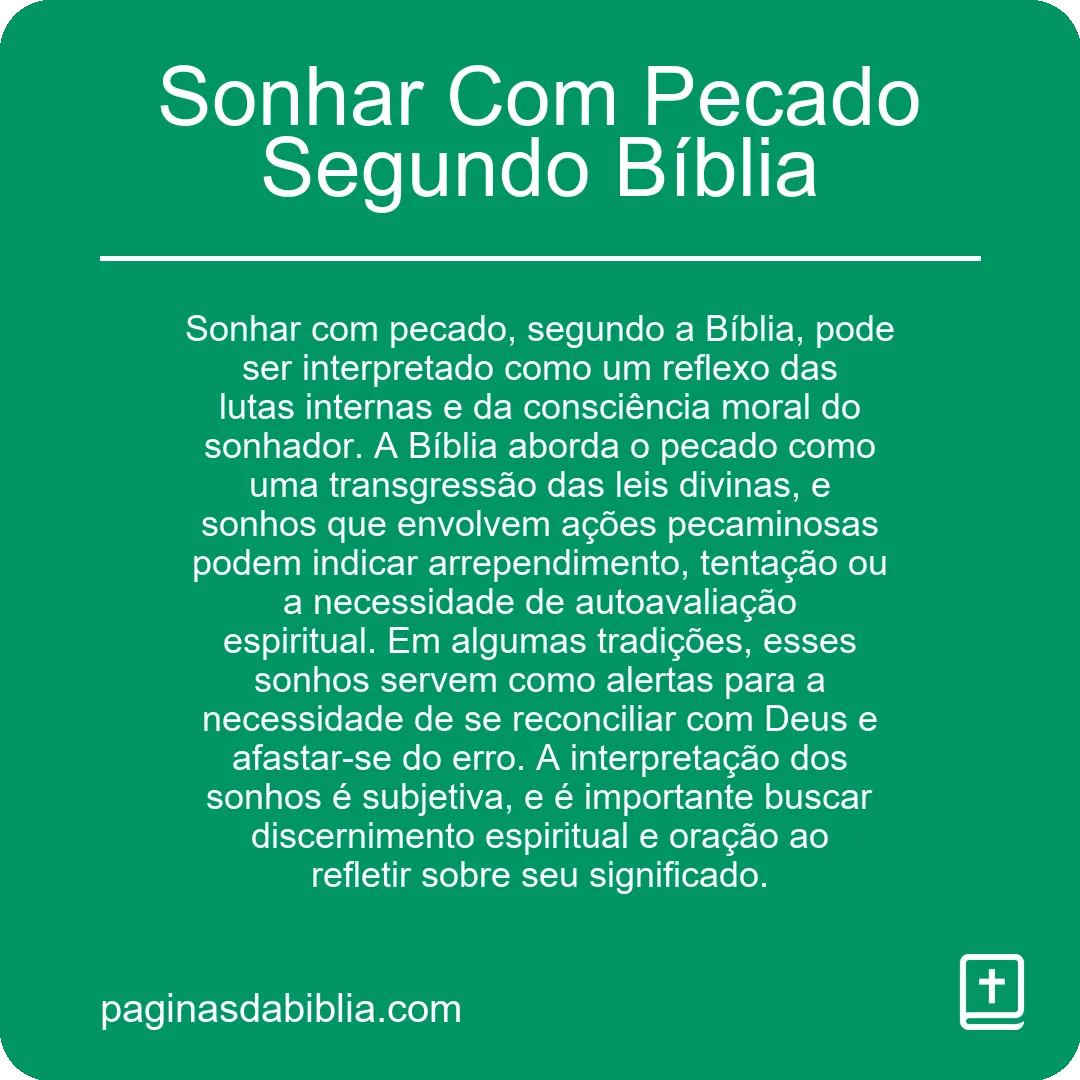 Sonhar Com Pecado Segundo Bíblia