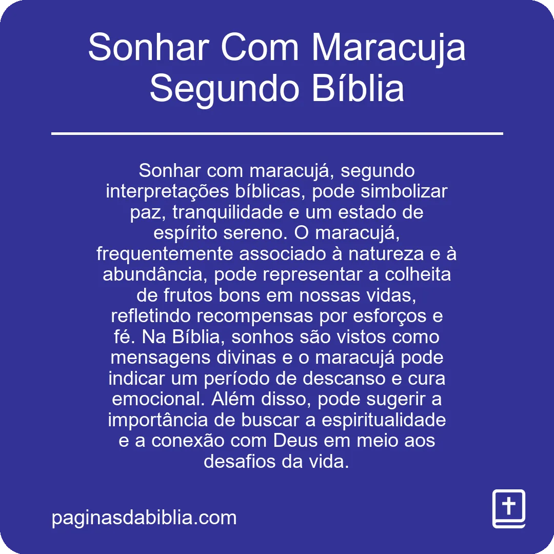 Sonhar Com Maracuja Segundo Bíblia