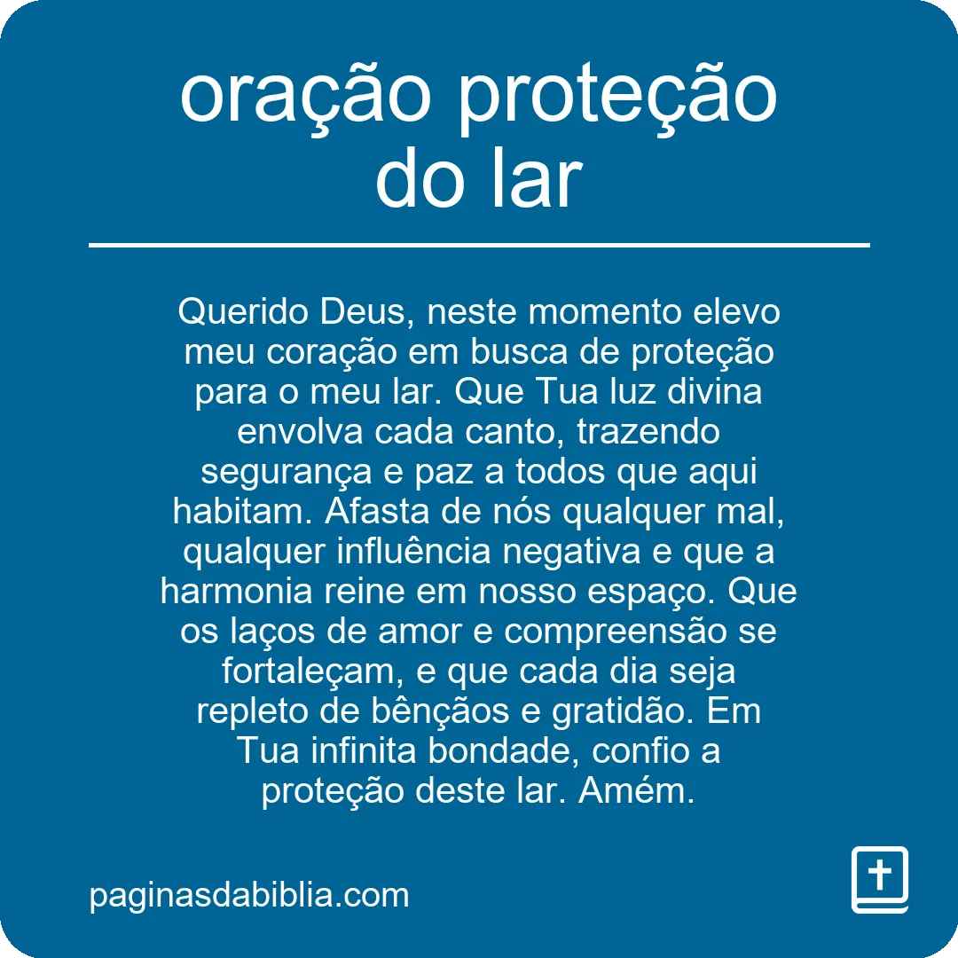 oração proteção do lar