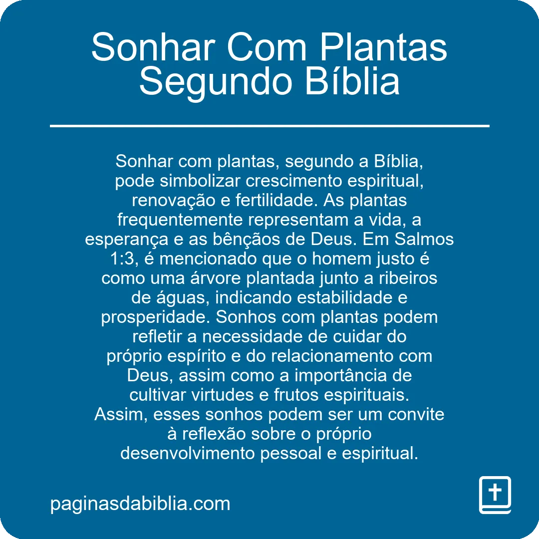 Sonhar Com Plantas Segundo Bíblia