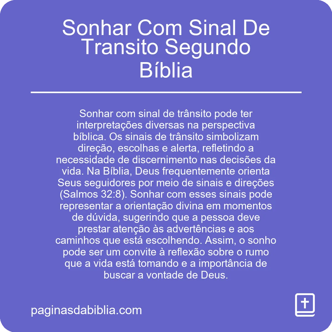 Sonhar Com Sinal De Transito Segundo Bíblia