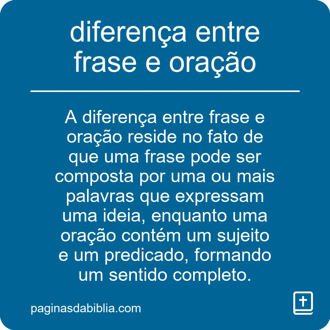 diferença entre frase e oração