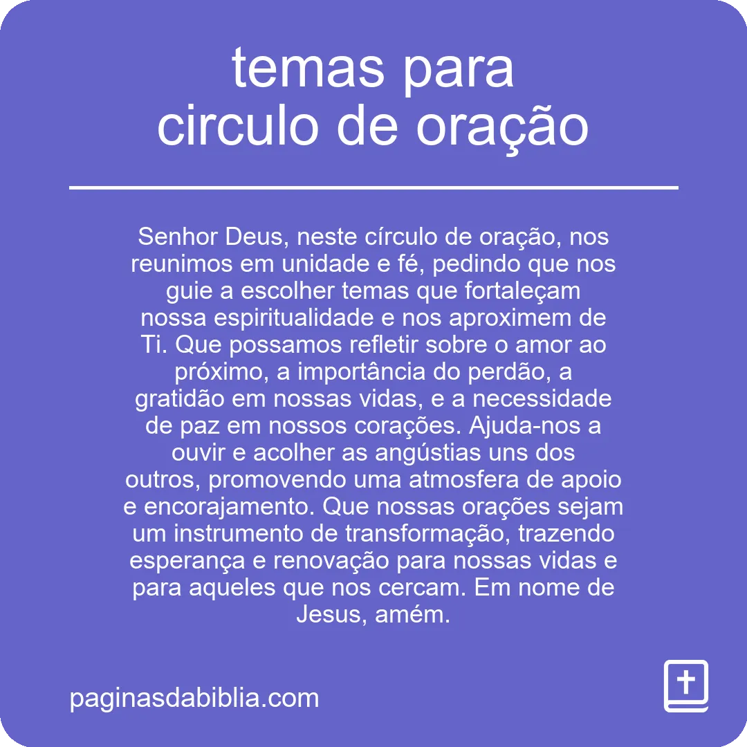 temas para circulo de oração