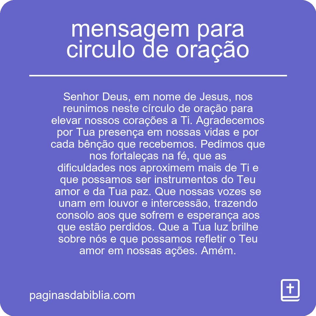 mensagem para circulo de oração