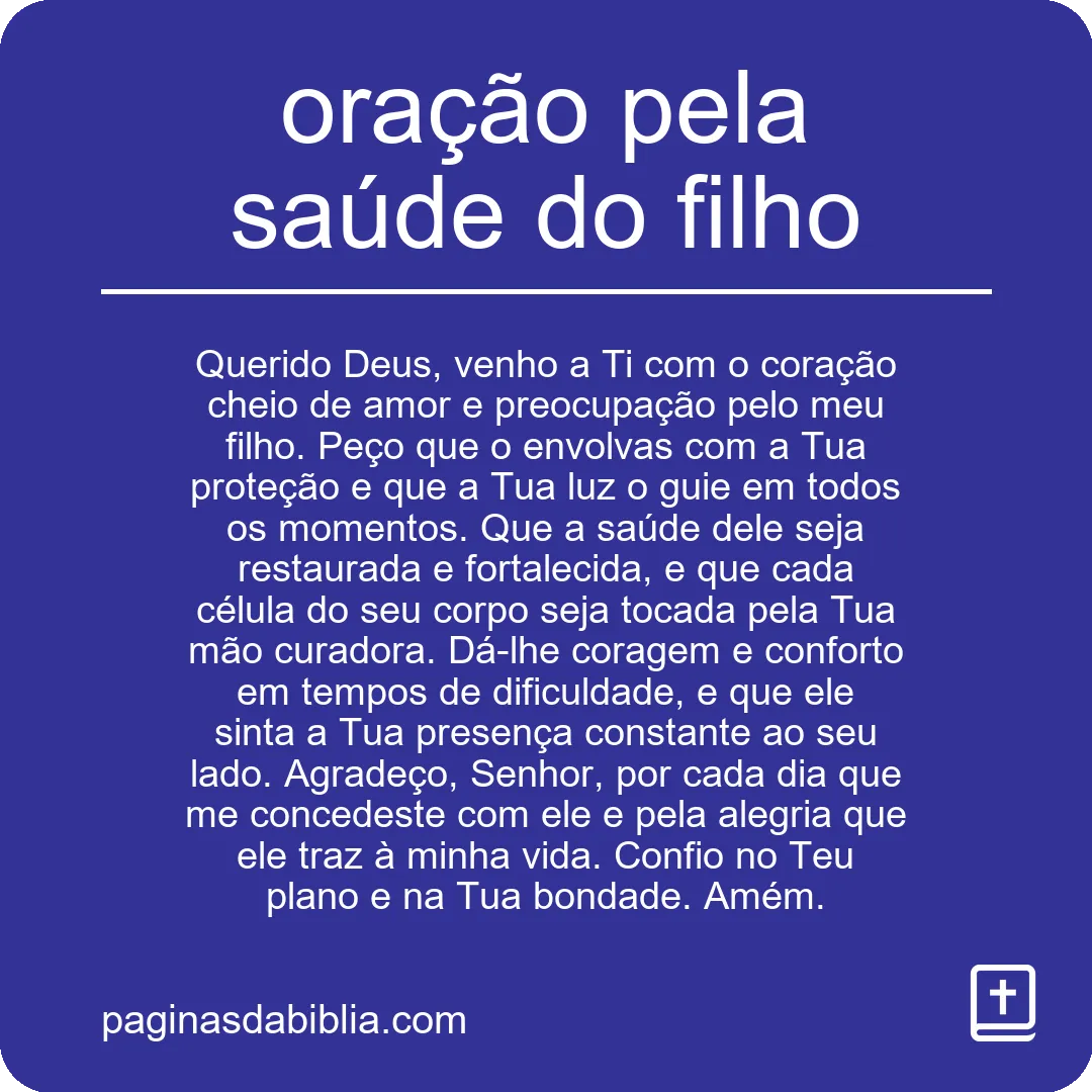 oração pela saúde do filho