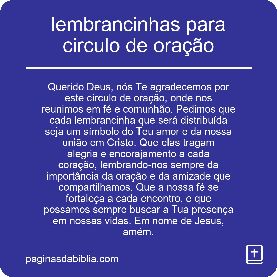 lembrancinhas para circulo de oração