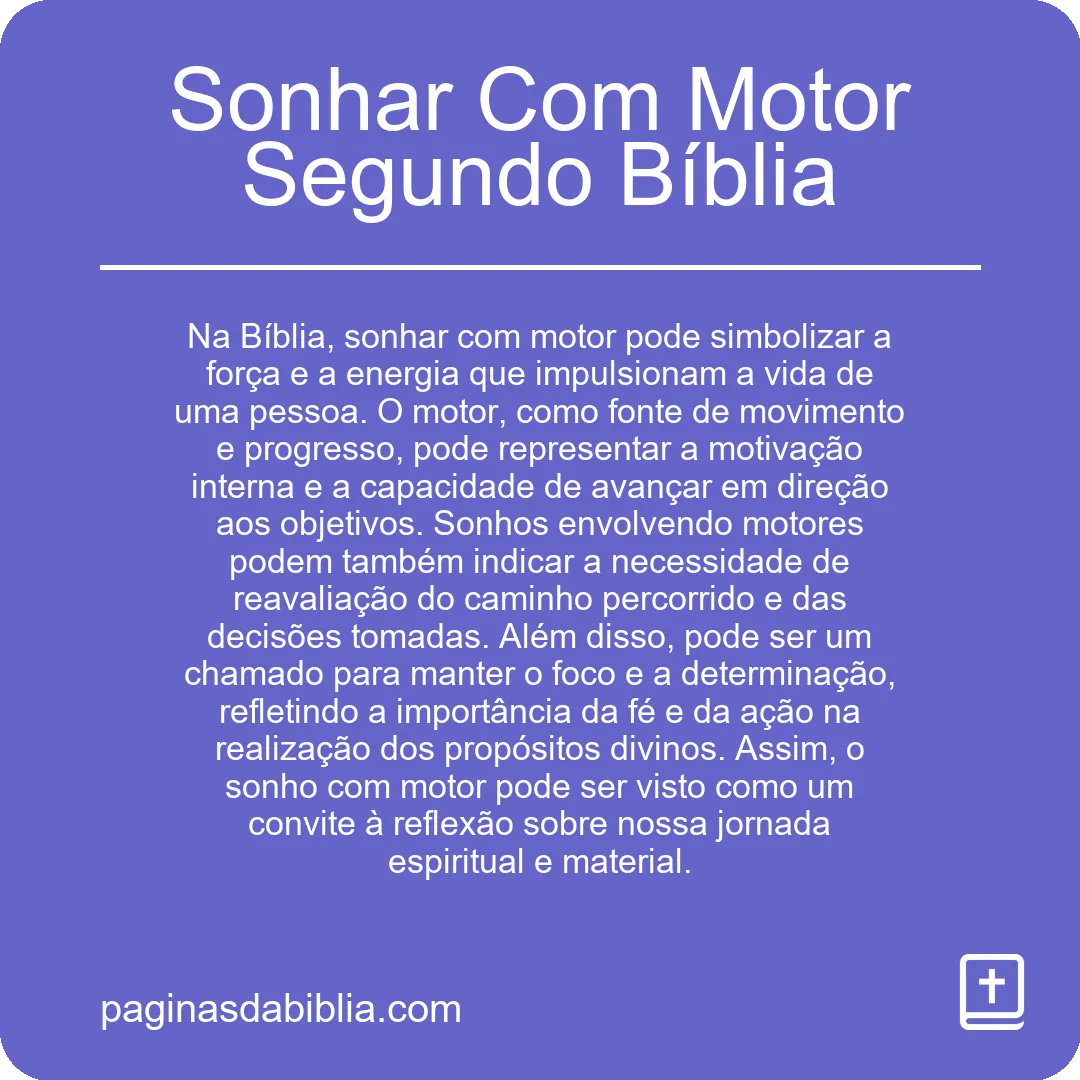 Sonhar Com Motor Segundo Bíblia