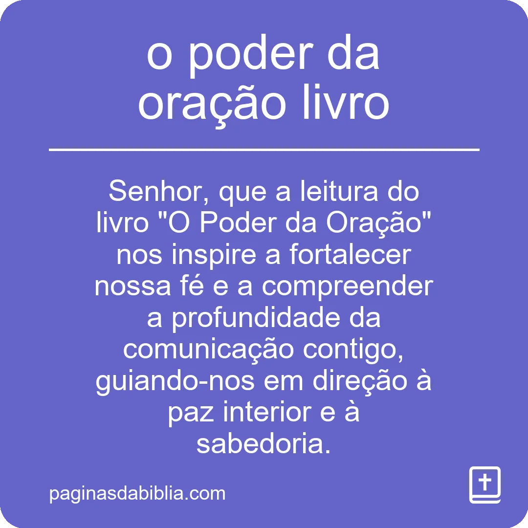 o poder da oração livro