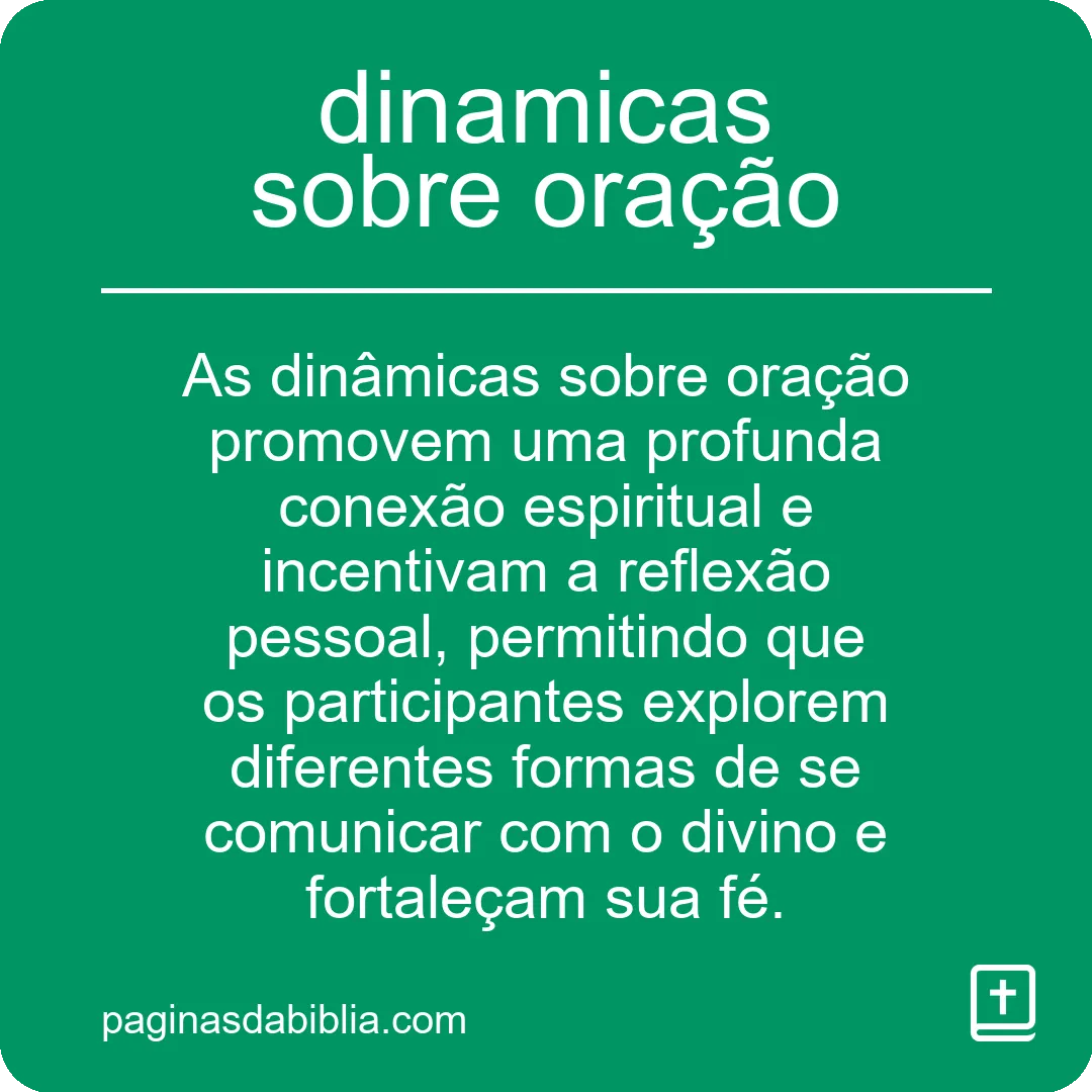 dinamicas sobre oração