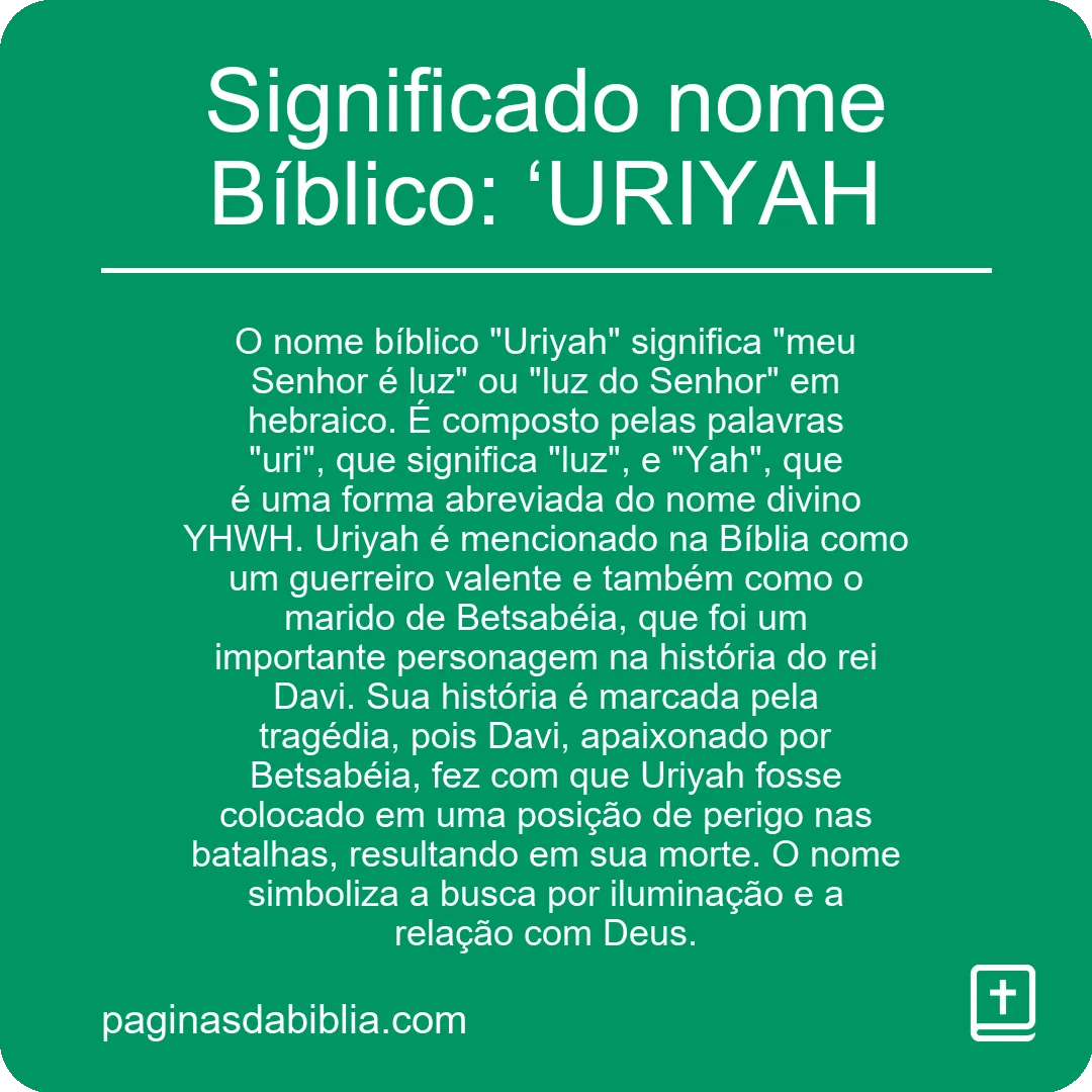 Significado nome Bíblico: ‘URIYAH