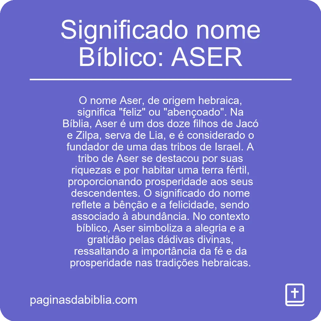 Significado nome Bíblico: ASER