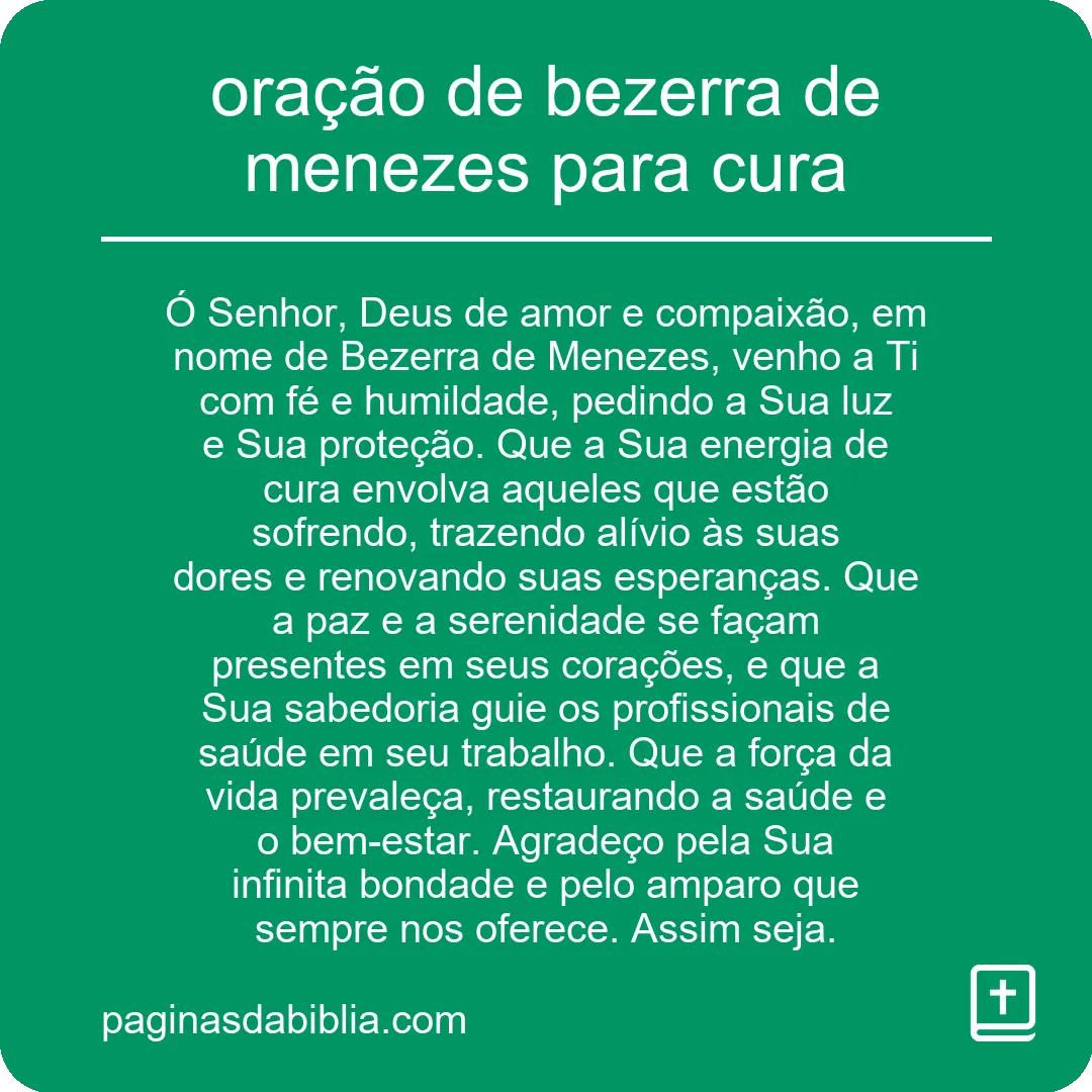 oração de bezerra de menezes para cura