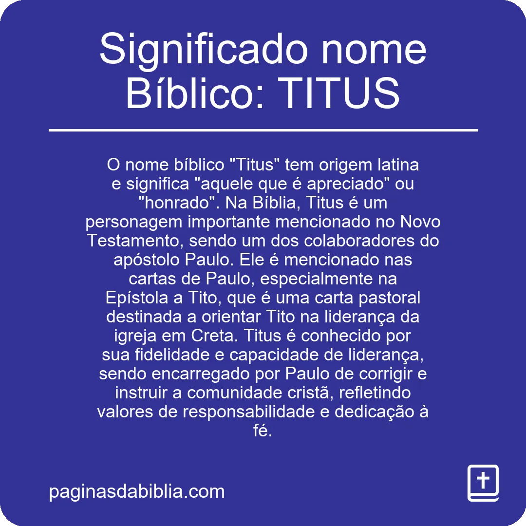 Significado nome Bíblico: TITUS