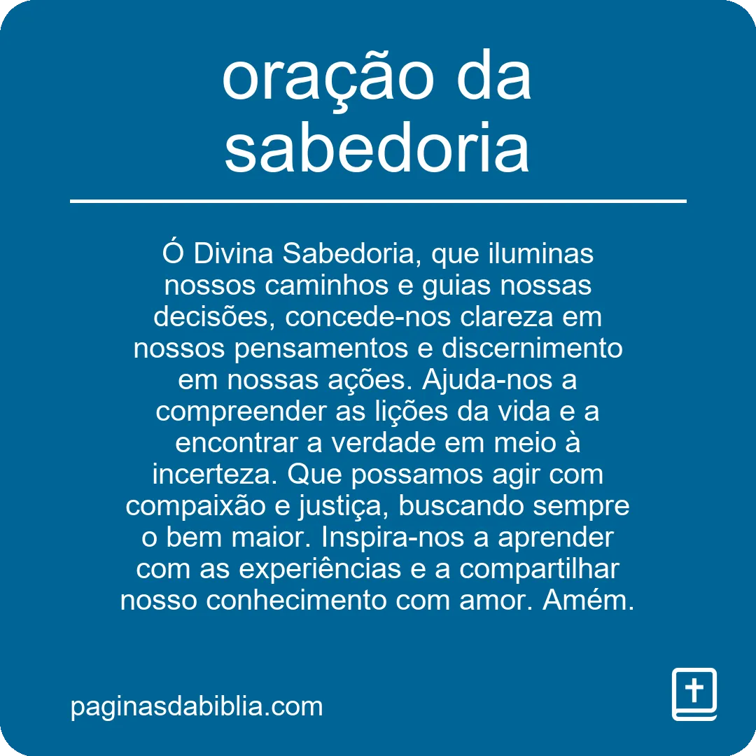 oração da sabedoria