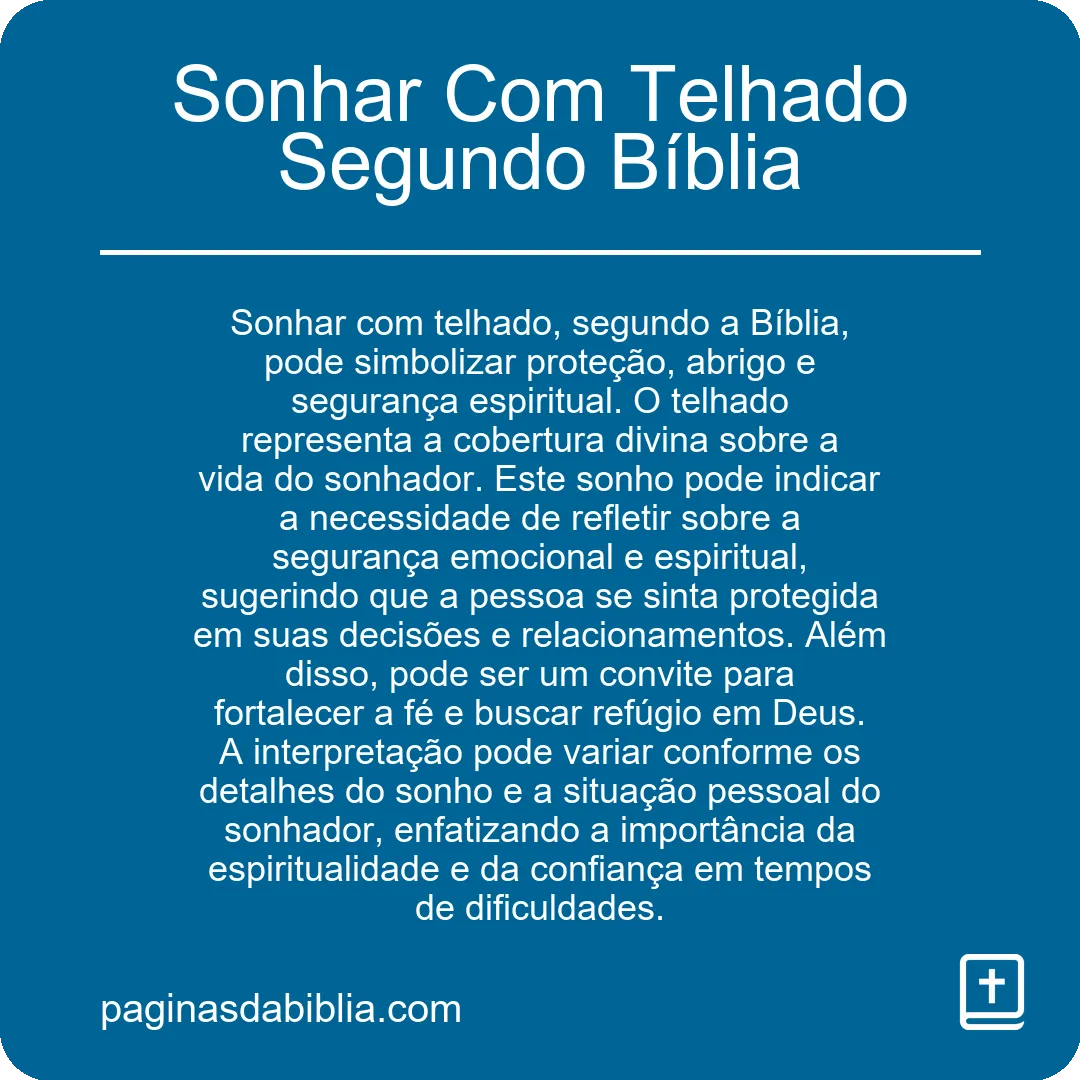 Sonhar Com Telhado Segundo Bíblia