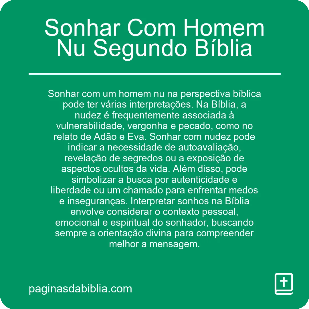 Sonhar Com Homem Nu Segundo Bíblia