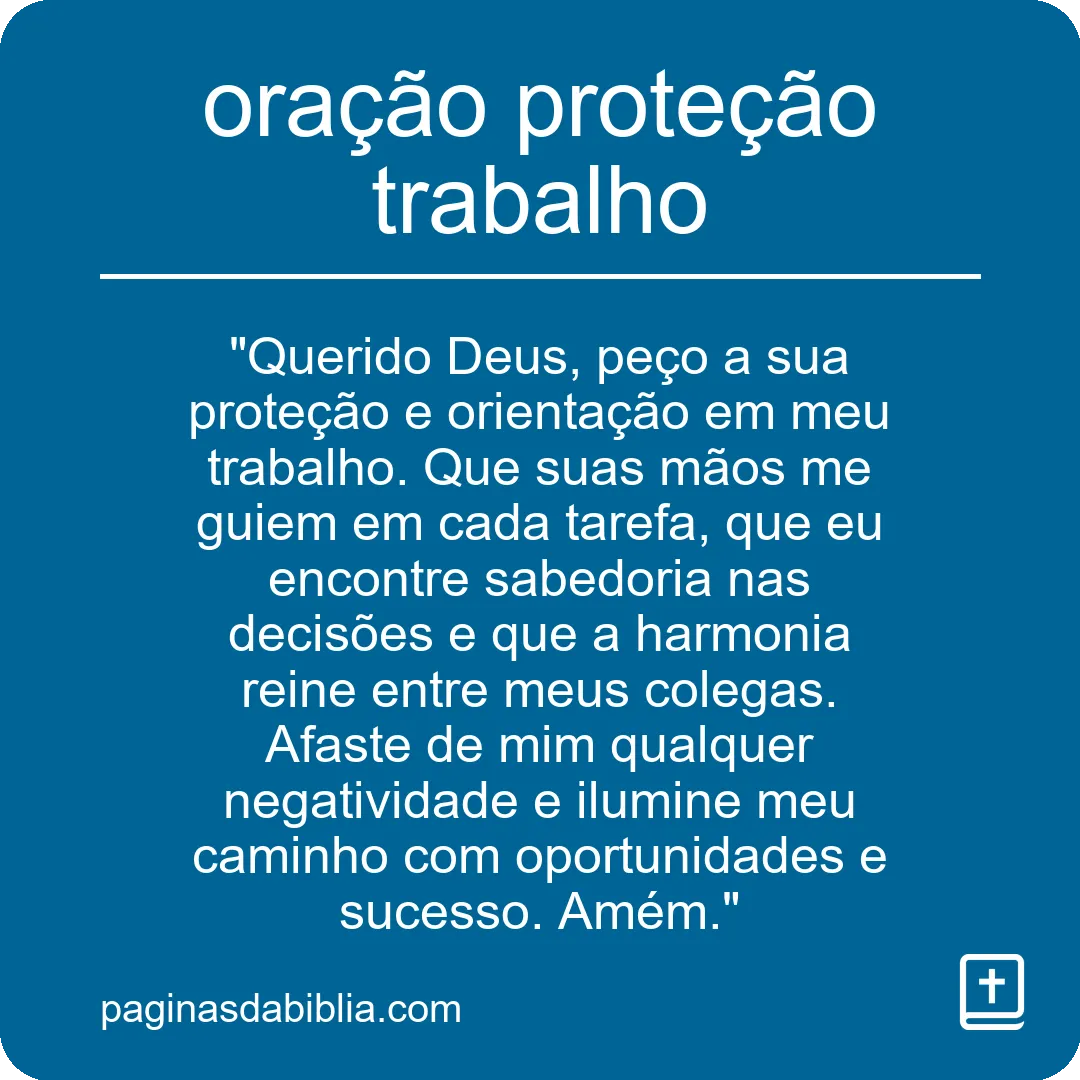 oração proteção trabalho