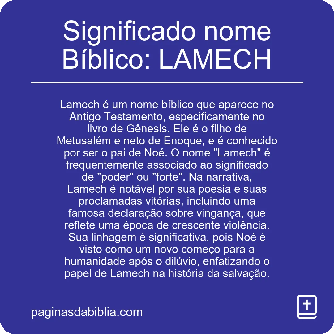 Significado nome Bíblico: LAMECH