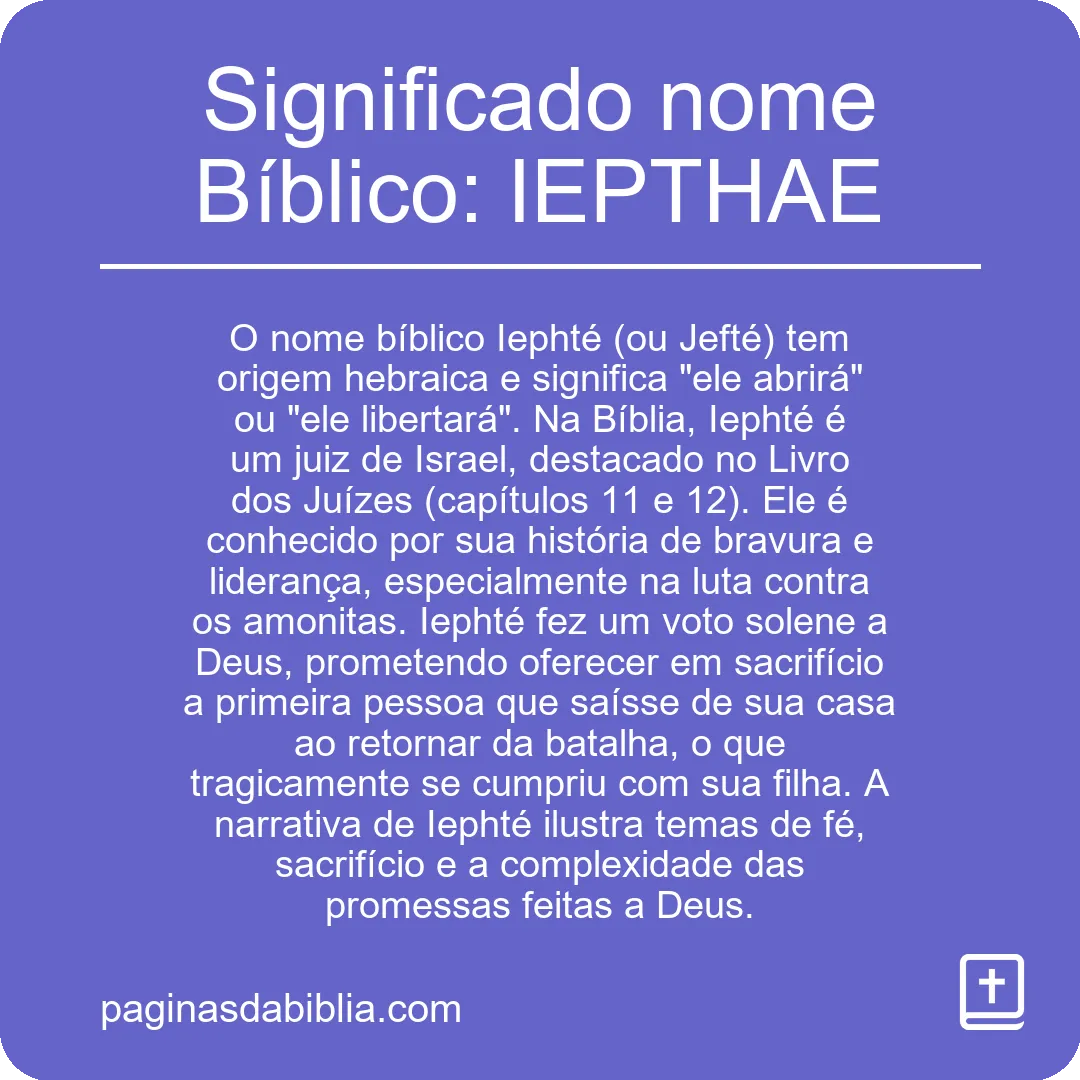 Significado nome Bíblico: IEPTHAE