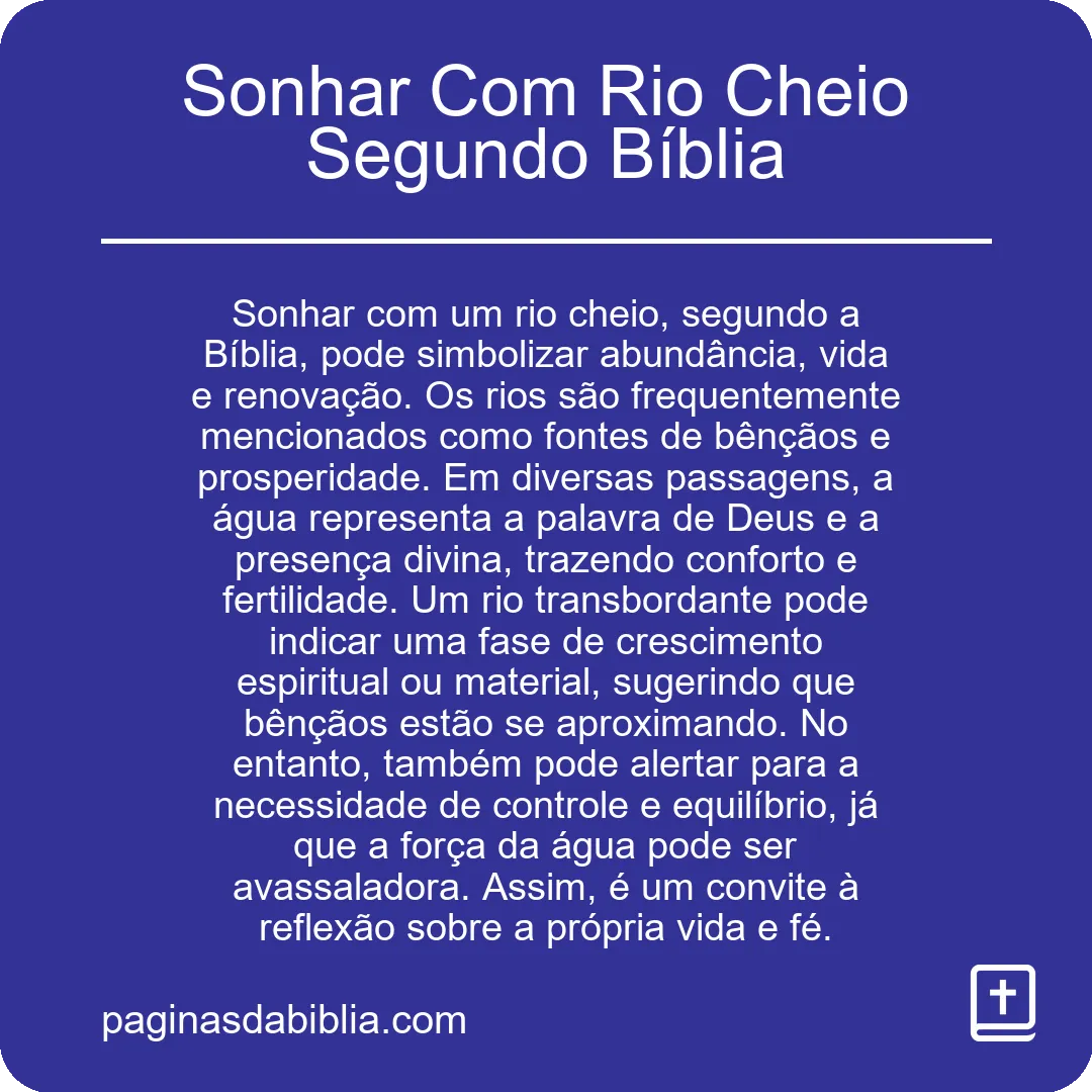 Sonhar Com Rio Cheio Segundo Bíblia