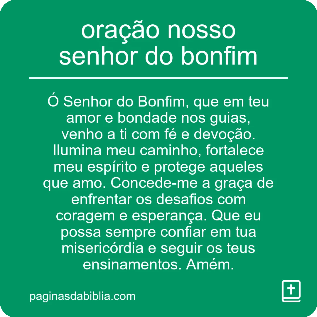 oração nosso senhor do bonfim