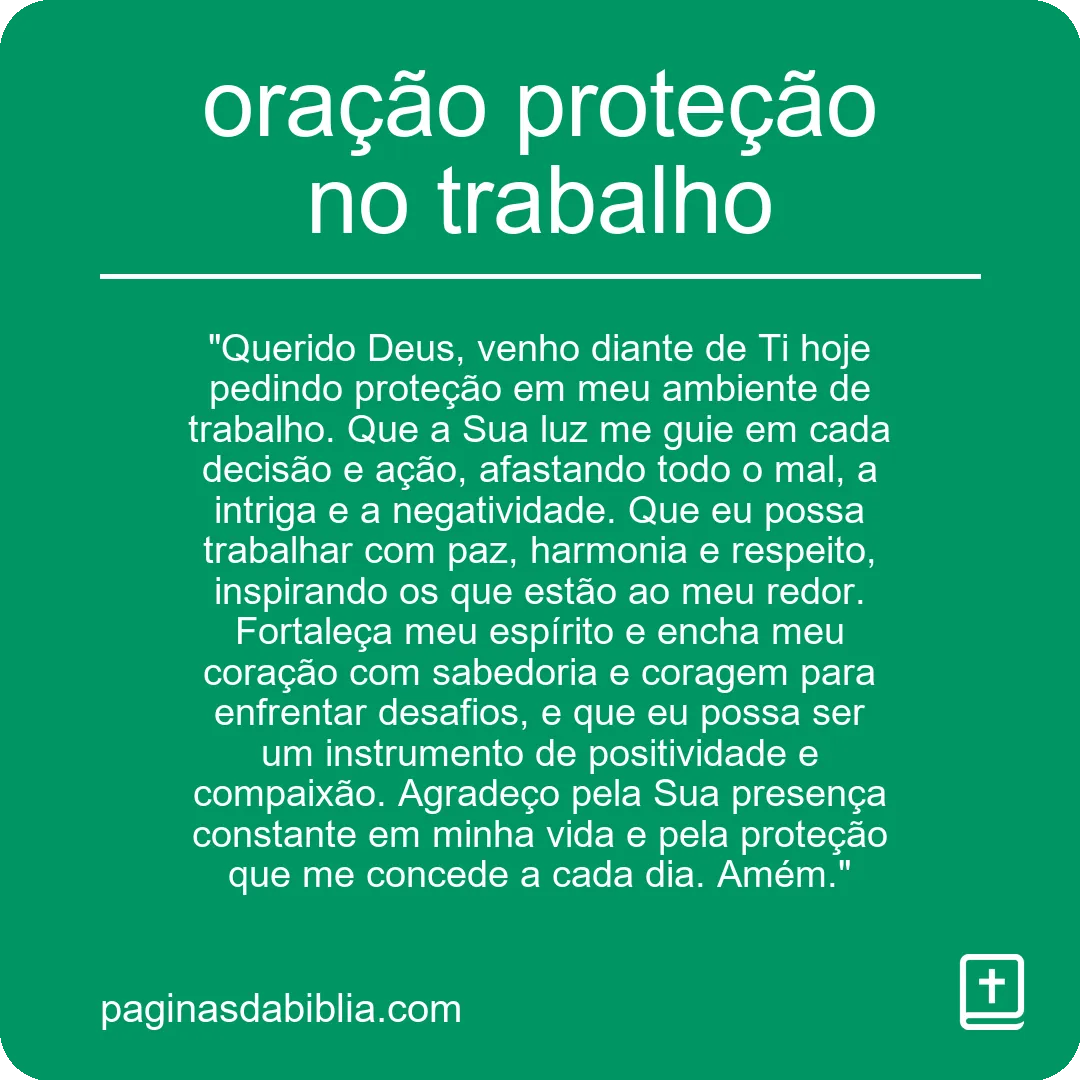 oração proteção no trabalho