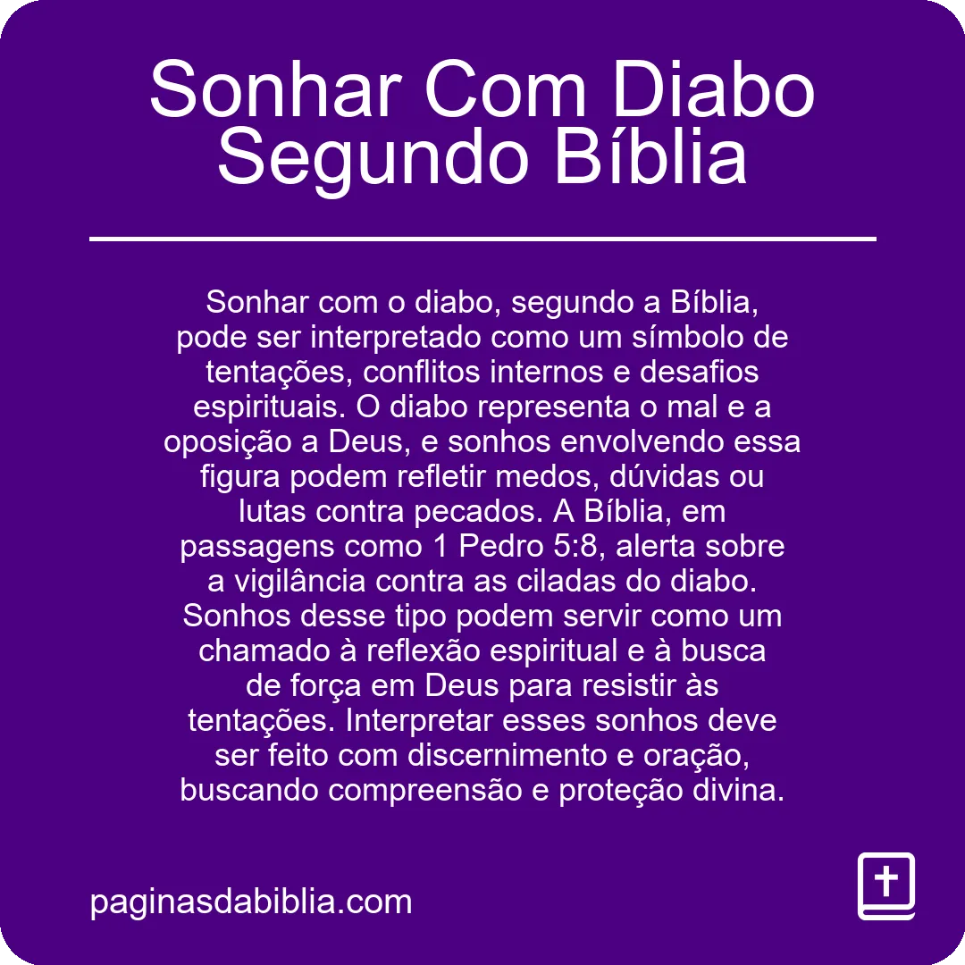 Sonhar Com Diabo Segundo Bíblia