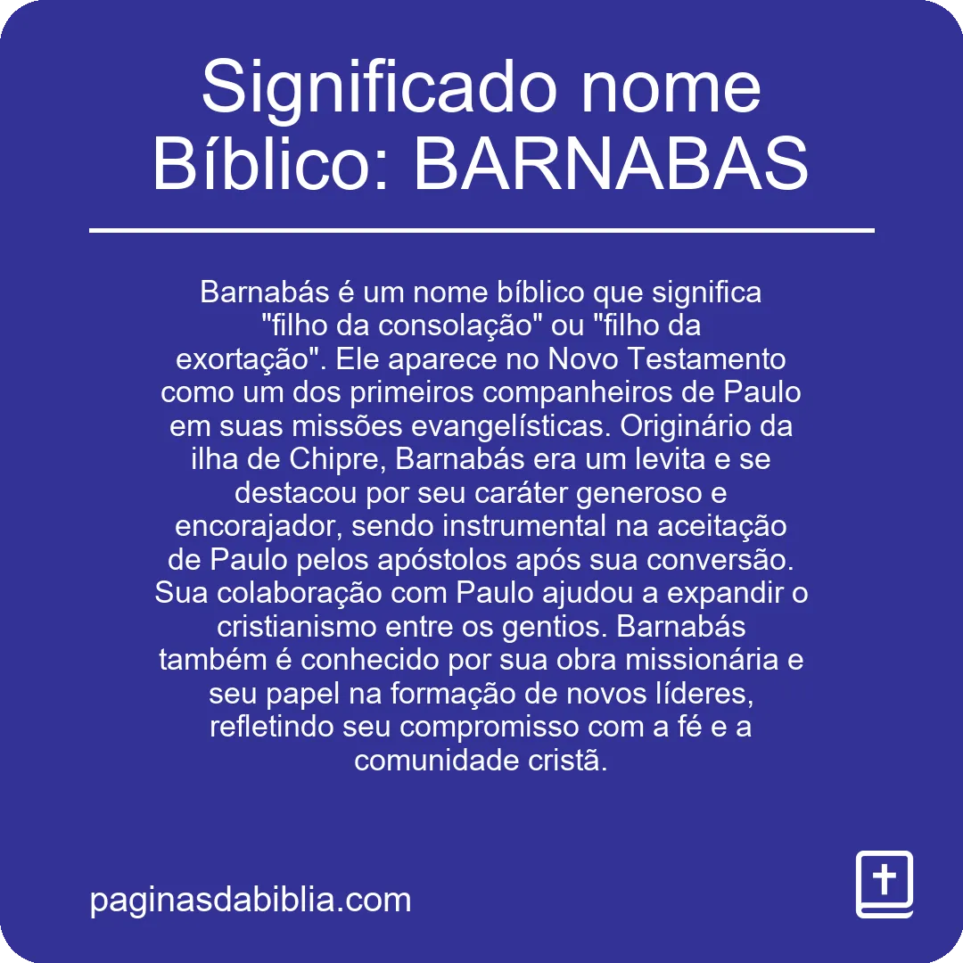 Significado nome Bíblico: BARNABAS