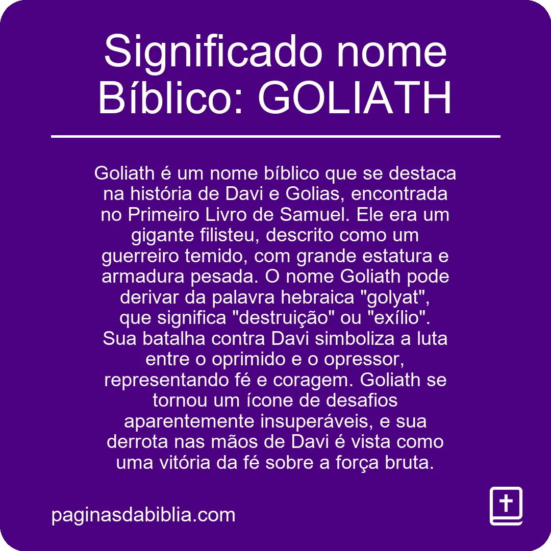 Significado nome Bíblico: GOLIATH