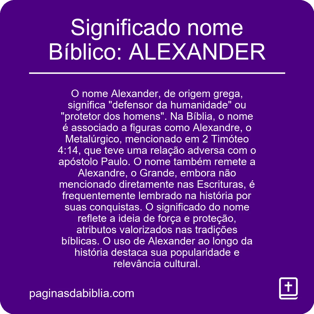 Significado nome Bíblico: ALEXANDER