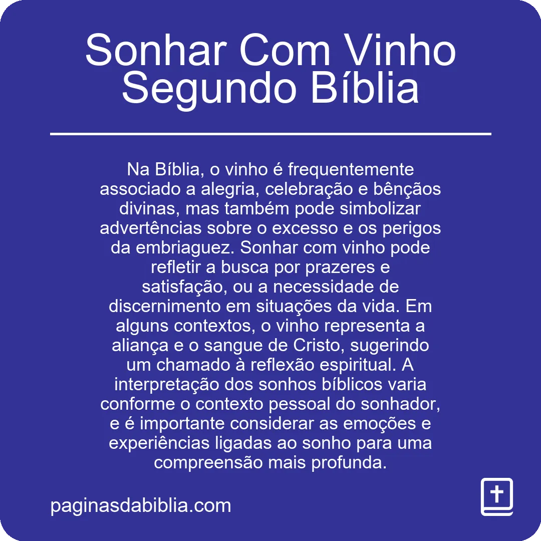 Sonhar Com Vinho Segundo Bíblia