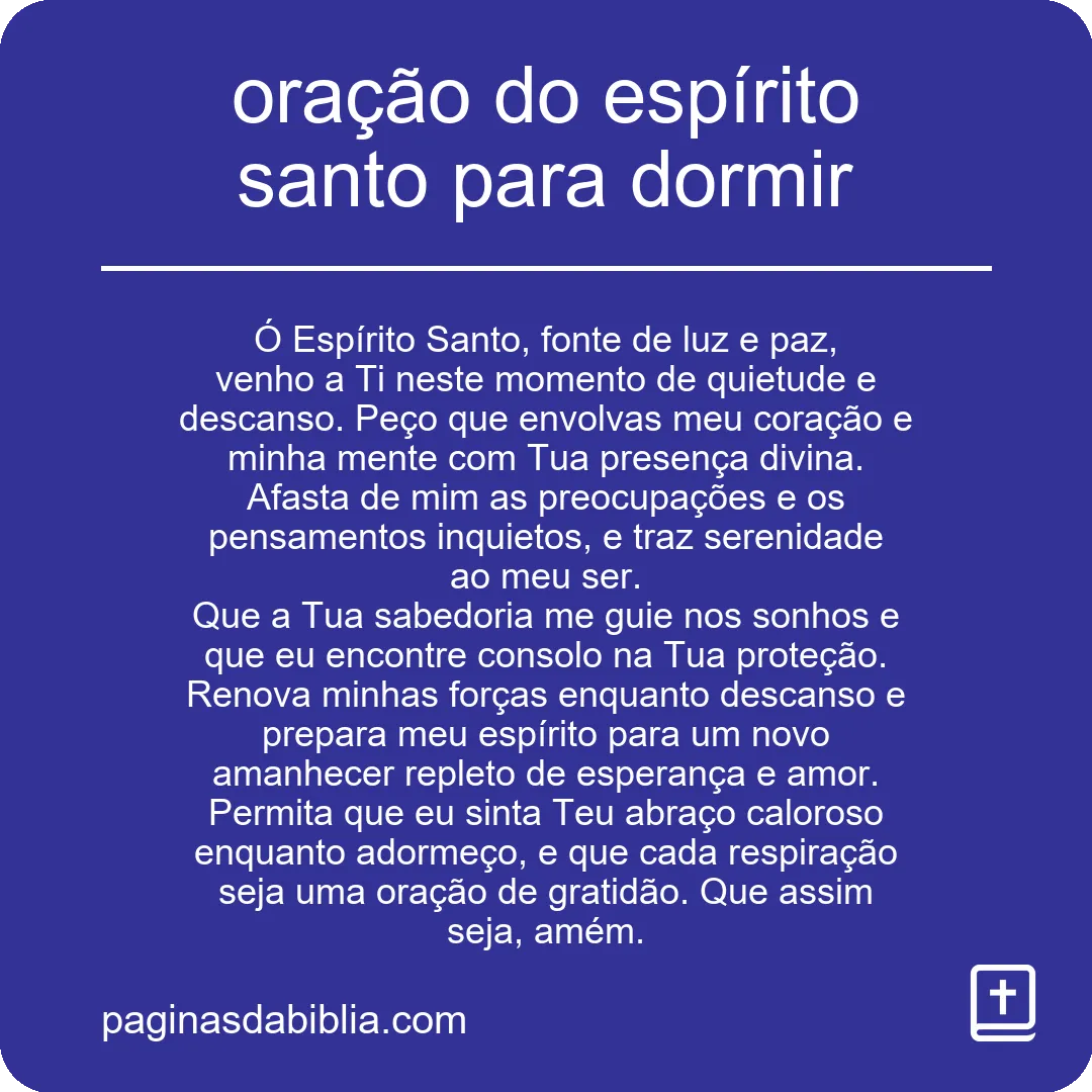 oração do espírito santo para dormir