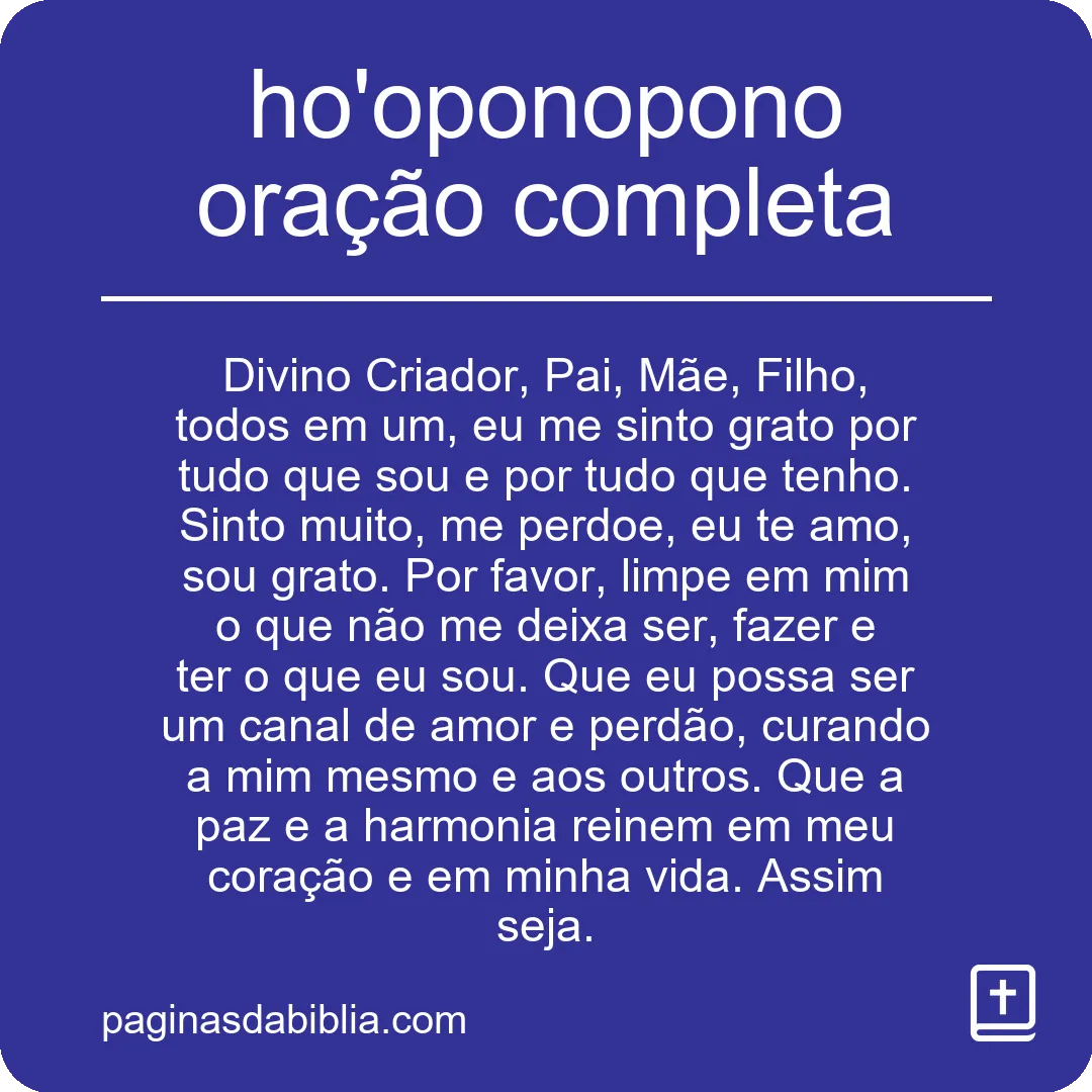 ho'oponopono oração completa