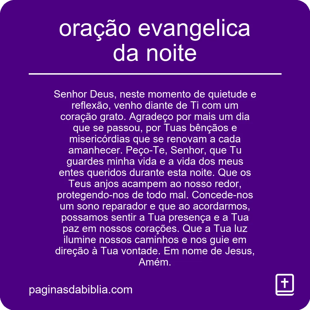 oração evangelica da noite