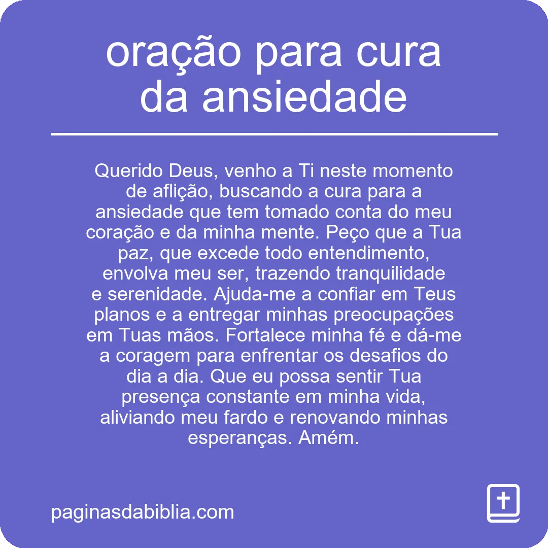 oração para cura da ansiedade