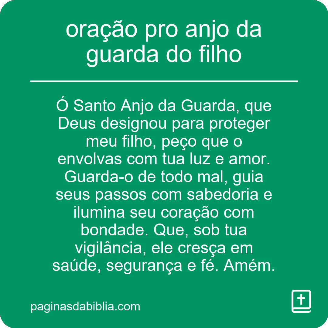 oração pro anjo da guarda do filho