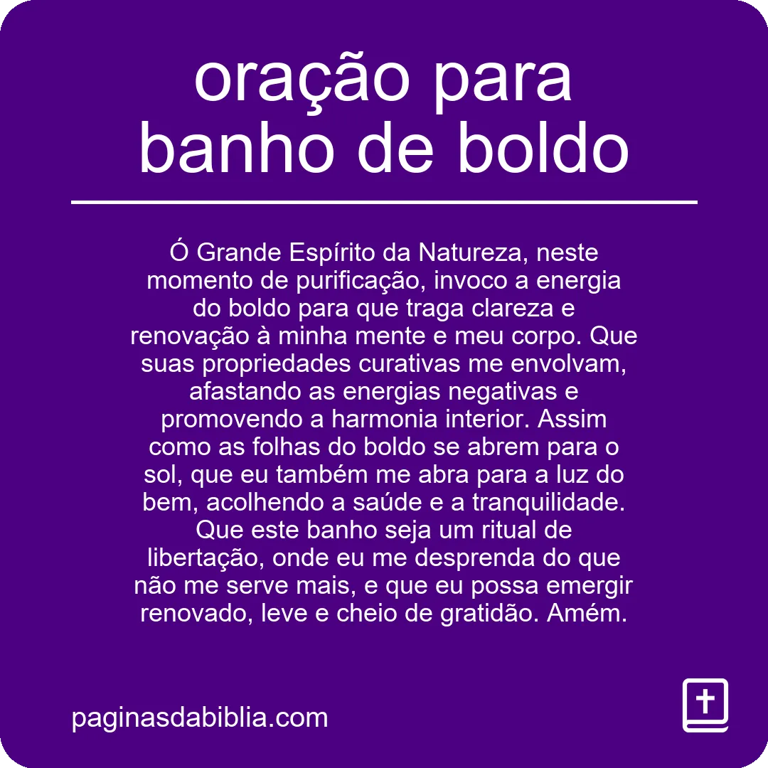 oração para banho de boldo