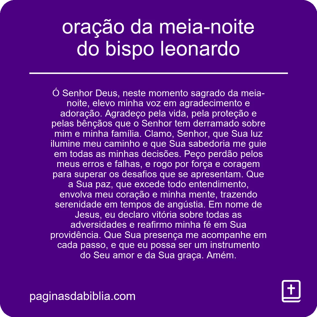 oração da meia-noite do bispo leonardo