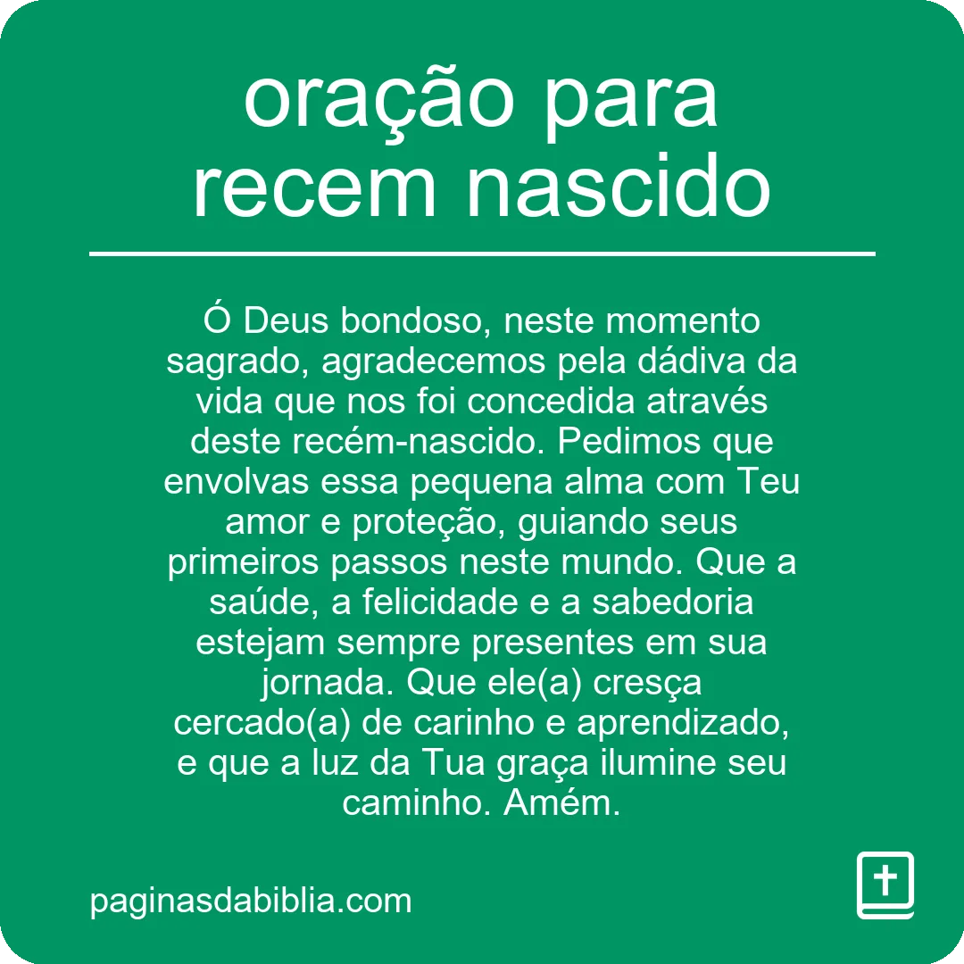 oração para recem nascido