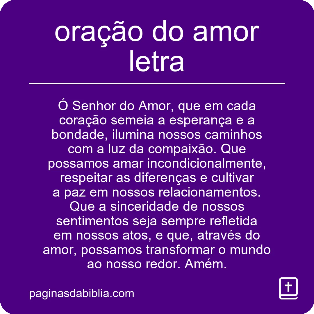 oração do amor letra