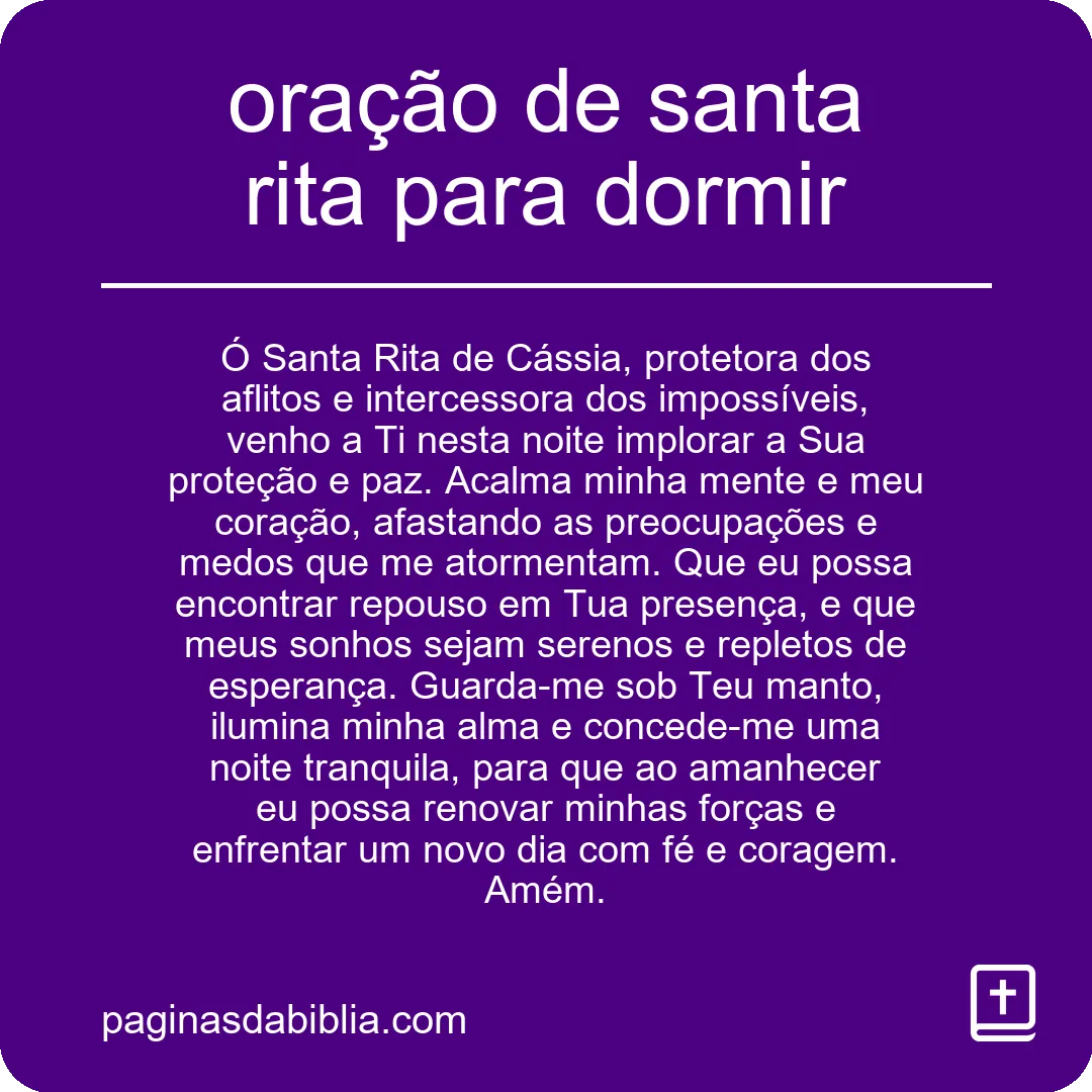 oração de santa rita para dormir