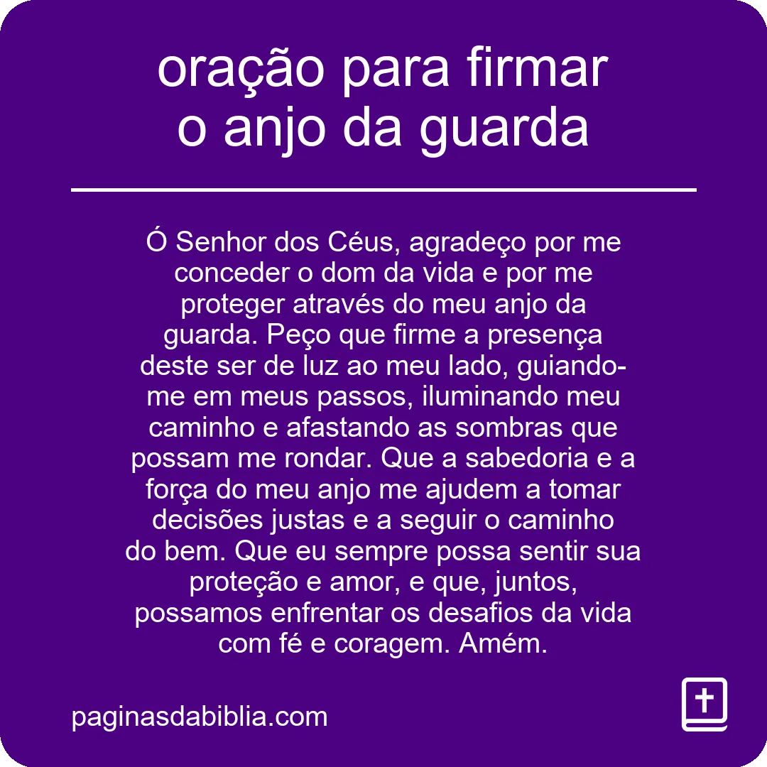 oração para firmar o anjo da guarda