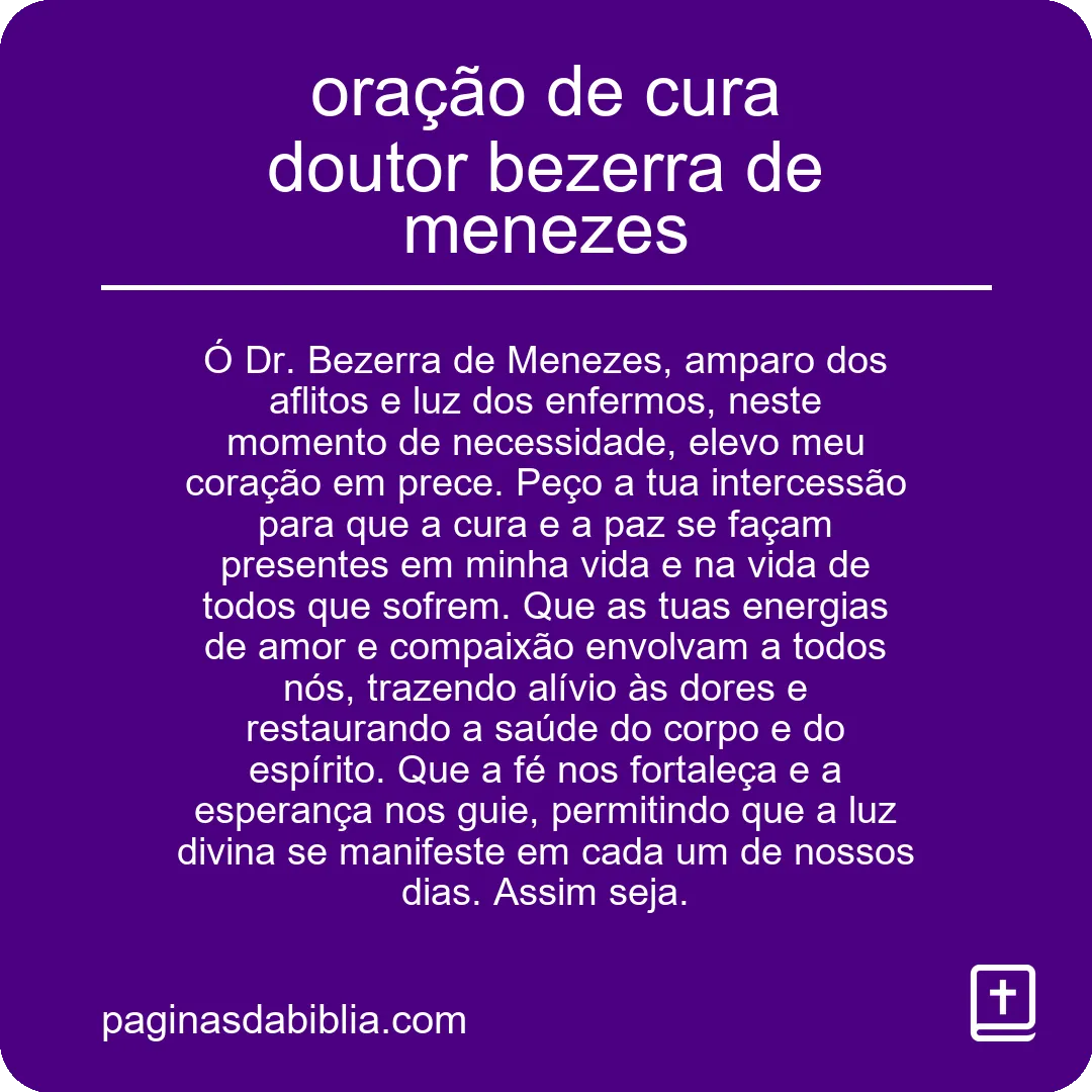 oração de cura doutor bezerra de menezes