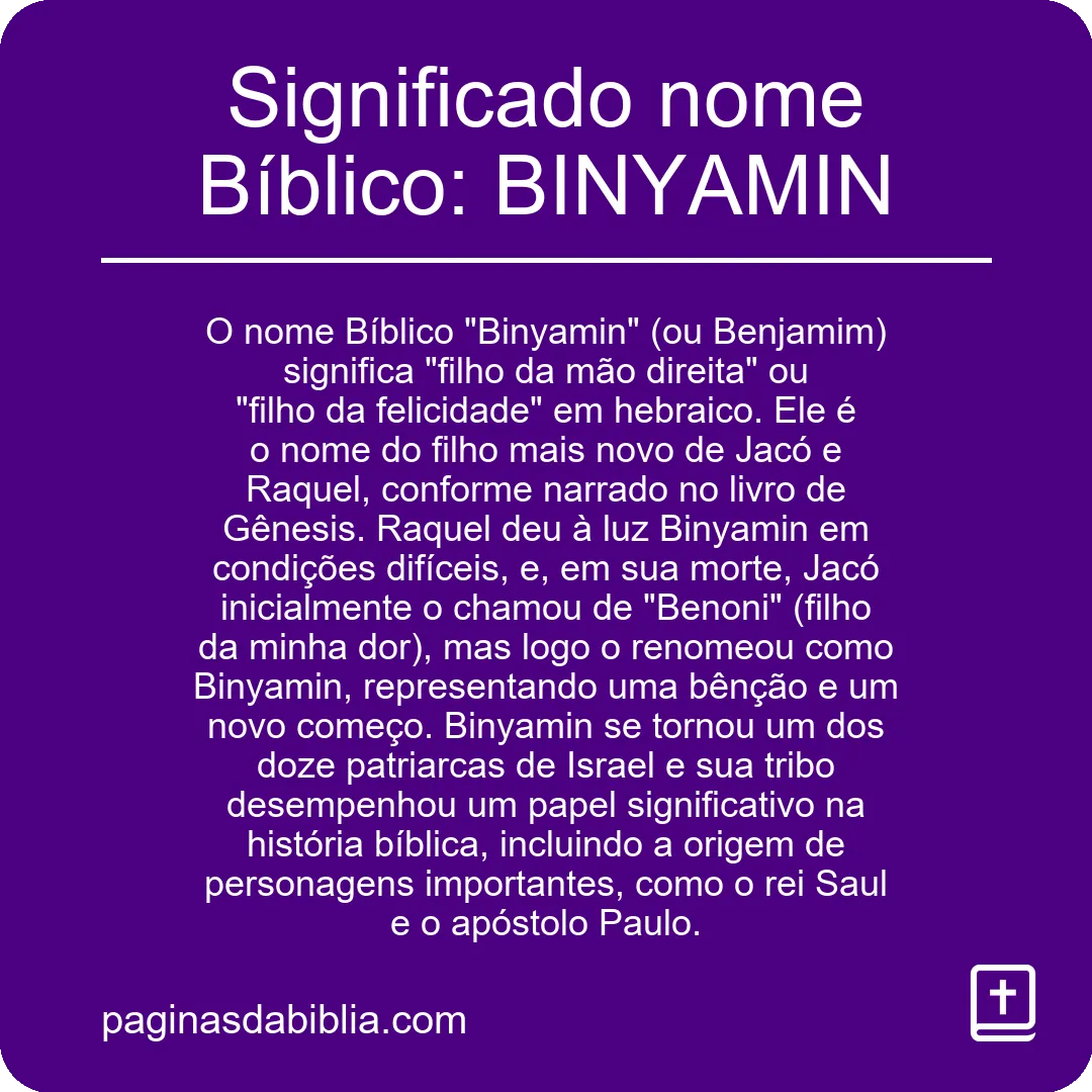 Significado nome Bíblico: BINYAMIN