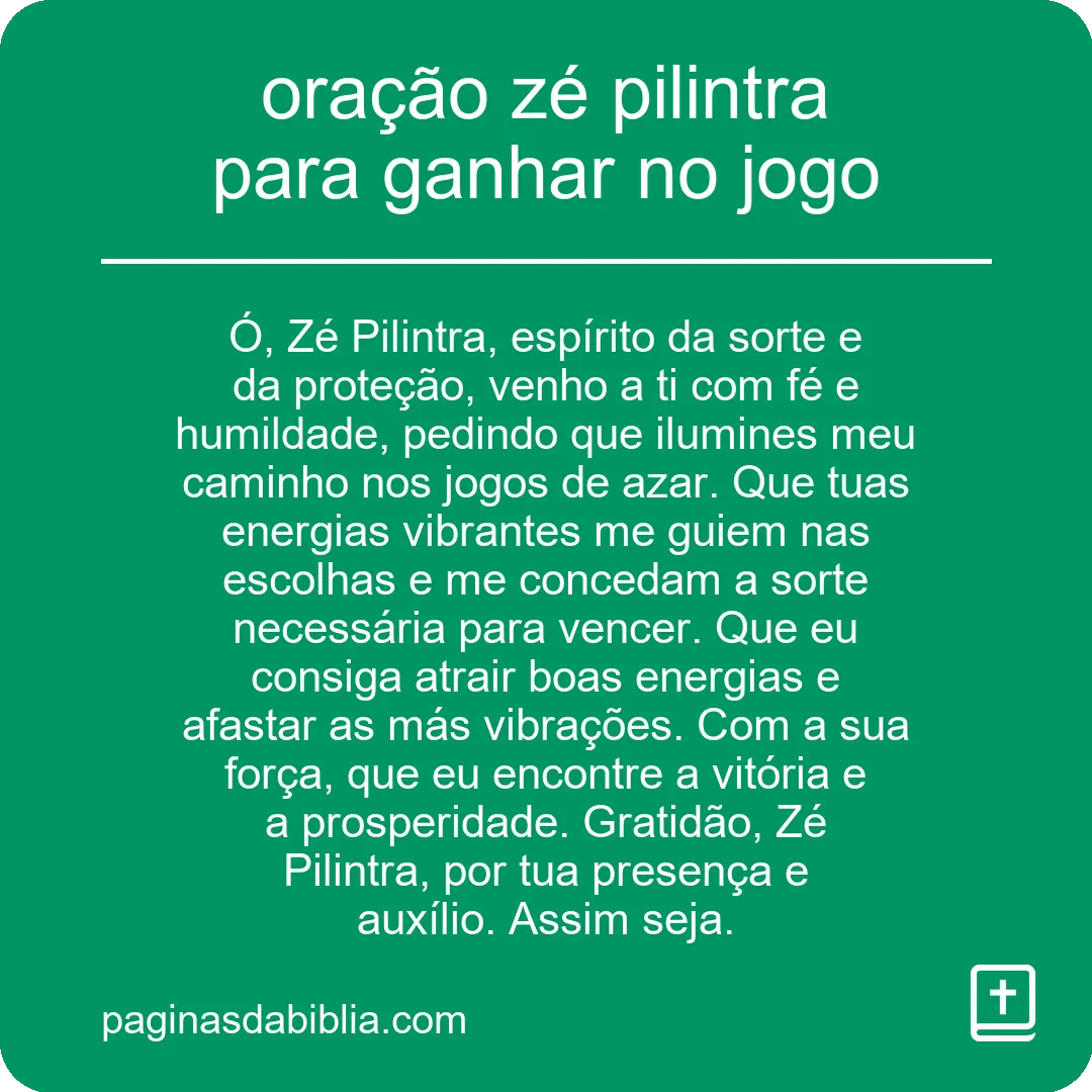 oração zé pilintra para ganhar no jogo